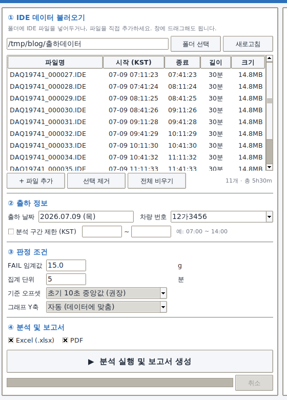 이송 중 충격, 데이터로거로 측정하고 진동분석 보고서까지 자동 생성하기