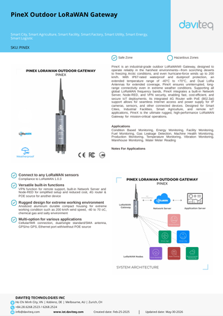 PineX 실외형 LoRaWAN 게이트웨이 데이터시트 표지