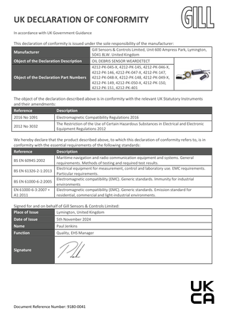 WearDetect UK 적합성 선언 표지